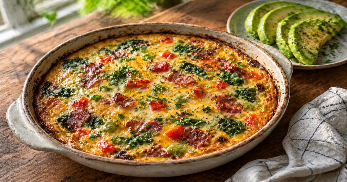 Protein Packed Egg frittata Veggies Turkey Bacon Recipe Guide