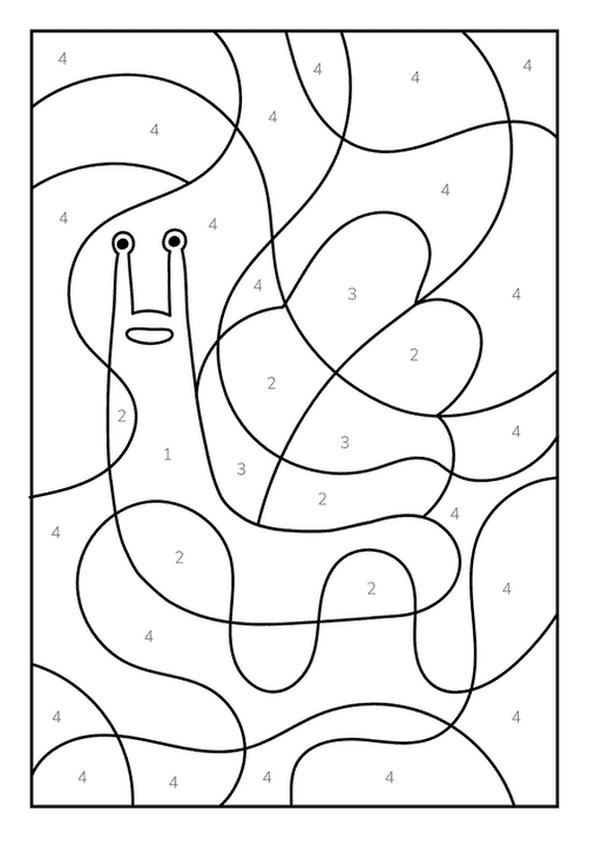 A goofy, smiling alien color by number with big, expressive eyes.