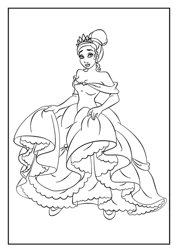 A beautiful princess wearing a ball gown and a crown.