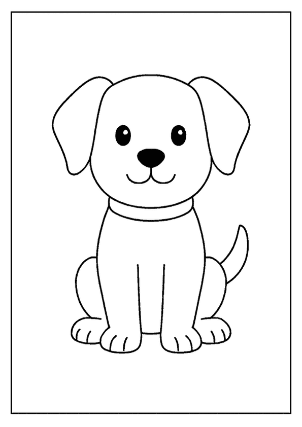 A cute, friendly dog sitting politely, an Easy Coloring Page for pet fans.