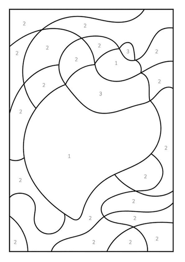 A color by number image of a stylized, heart-shaped stone or rock.