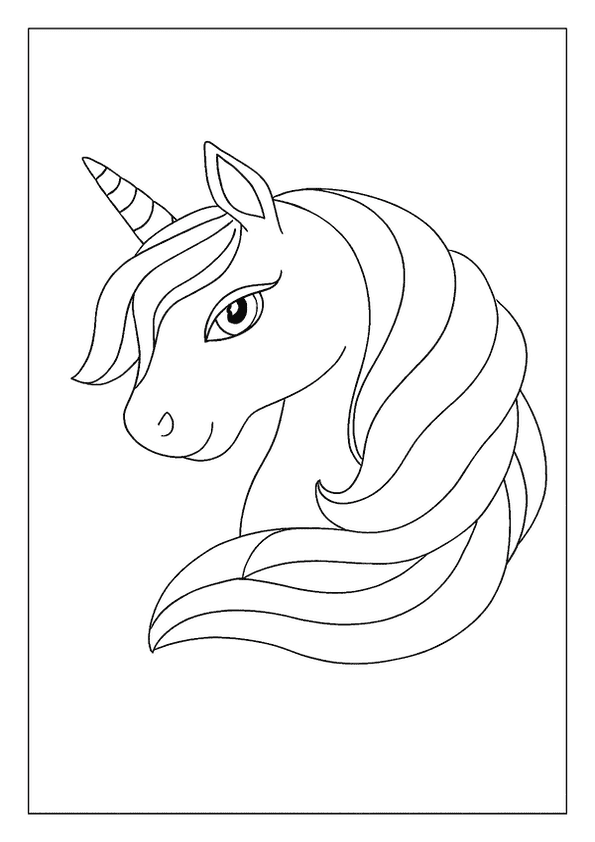 A Mystical Unicorn Coloring Page, Showing It Flying Through A Dark, Starry Night Sky With A Long Mane.