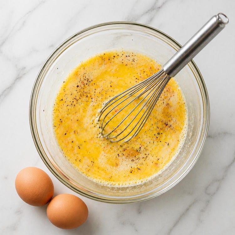 Whisking the Fluffy Egg Base for a Protein-Packed Egg Frittata